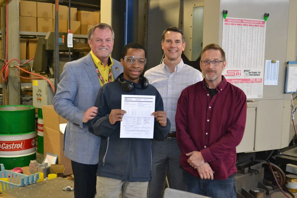 Jonathan Hite with representatives of Danko Arlington and the Maryland Apprenticeship and Training program in 2019
